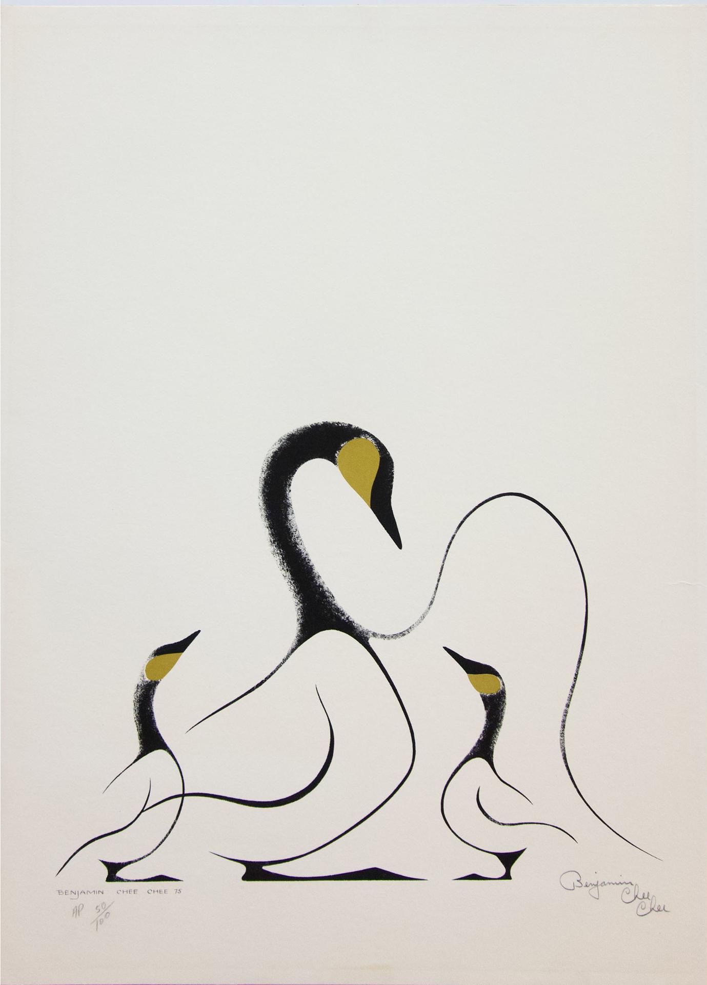 Benjamin Chee Chee (Ojibwe) - Untitled (Goose & Goslings)