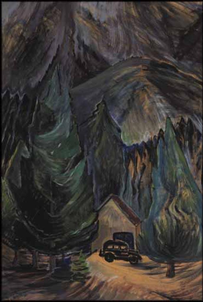 Emily Carr (1871-1945) - Forest Interior with Car and Cottage