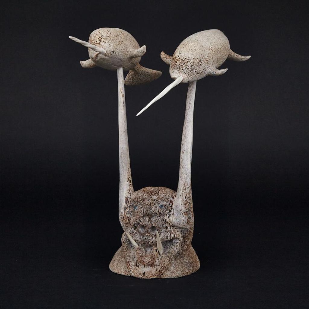 Charlie Ugyuk (1931-1998) - Two Narwhals On Demon Face