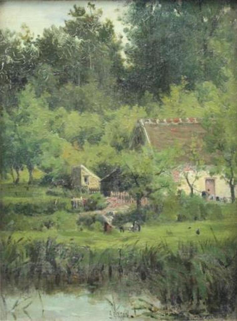 A. Allan Edson (1846-1888) - Farm Cottage in Trees
