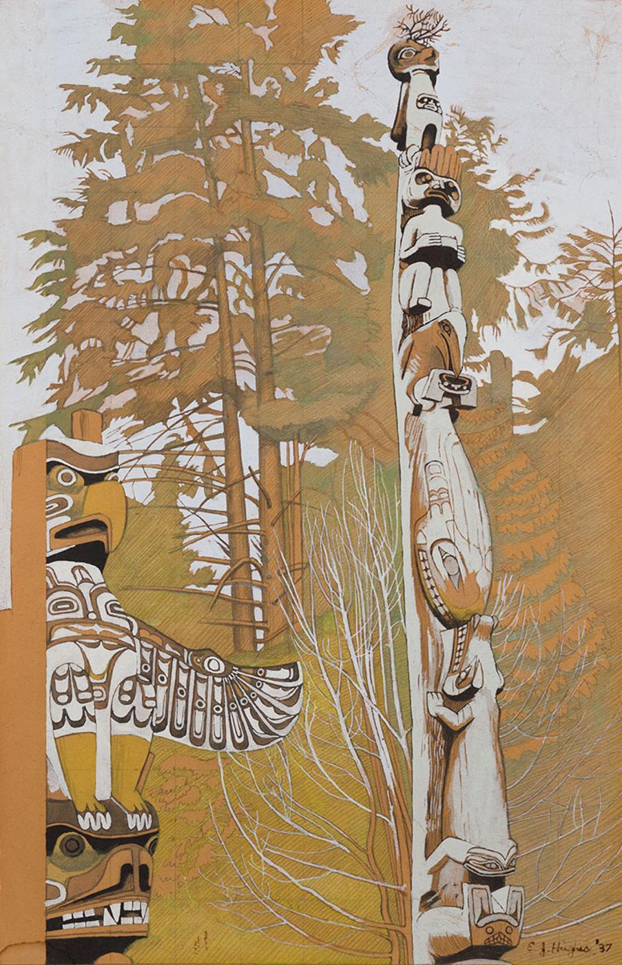 Edward John (E. J.) Hughes (1913-2007) - Totem Poles at Stanley Park