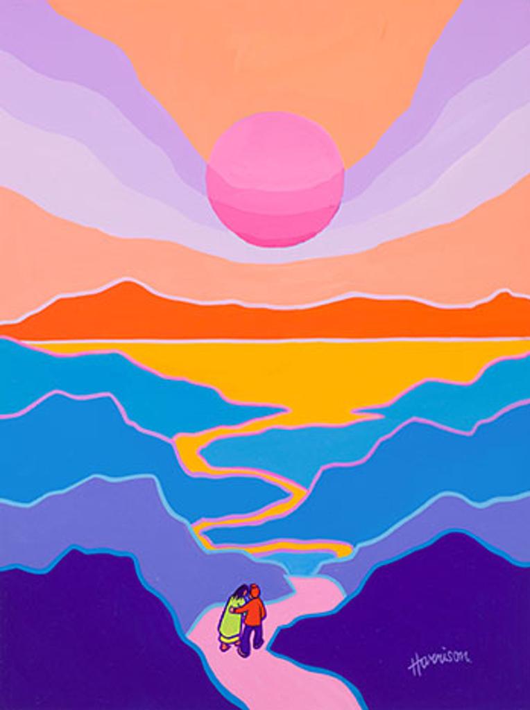 Ted Harrison (1926-2015) - Evening Lovers Walk in the Wilderness