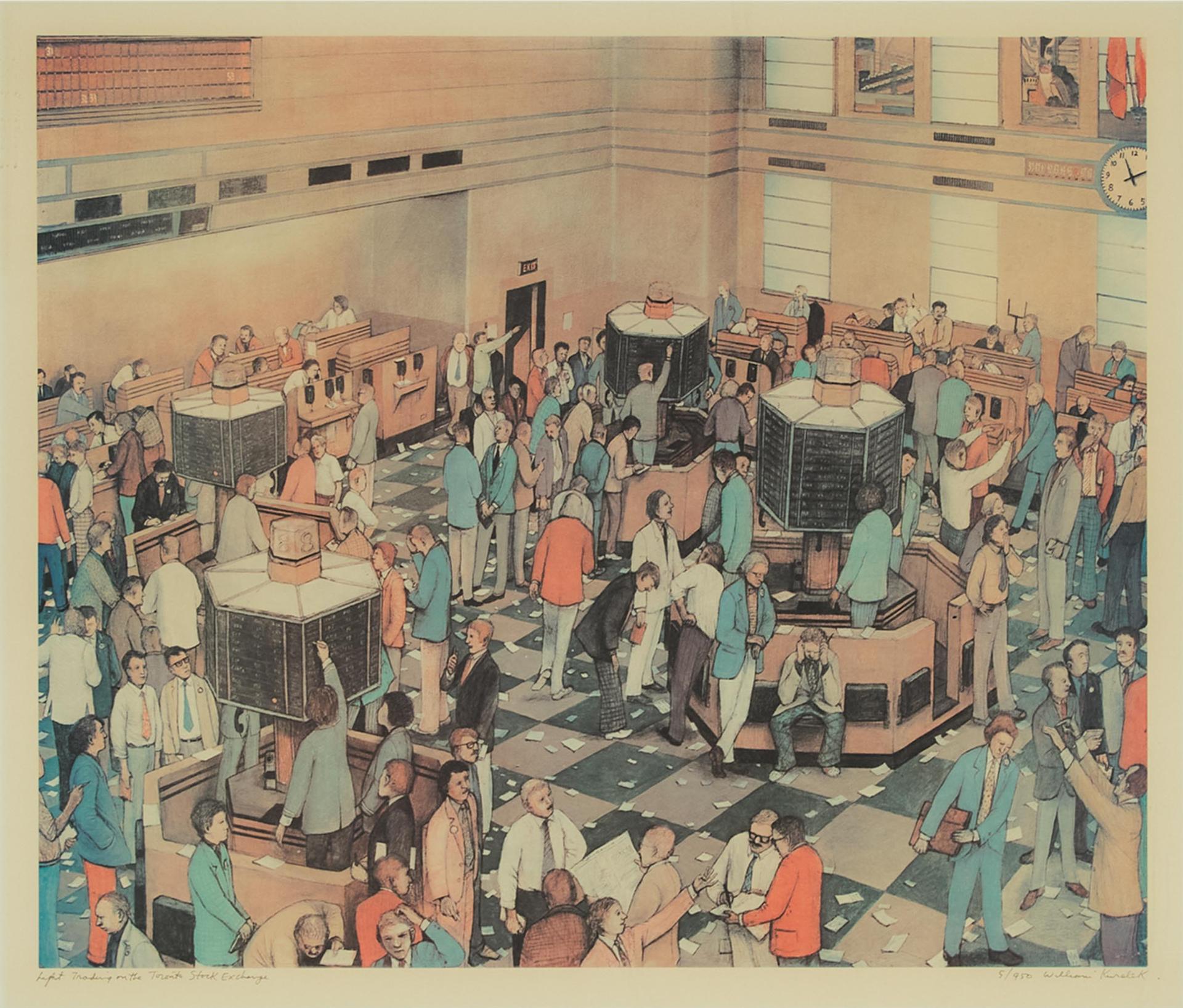 William Kurelek (1927-1977) - Light Trading On The Toronto Stock Exchange, 1973