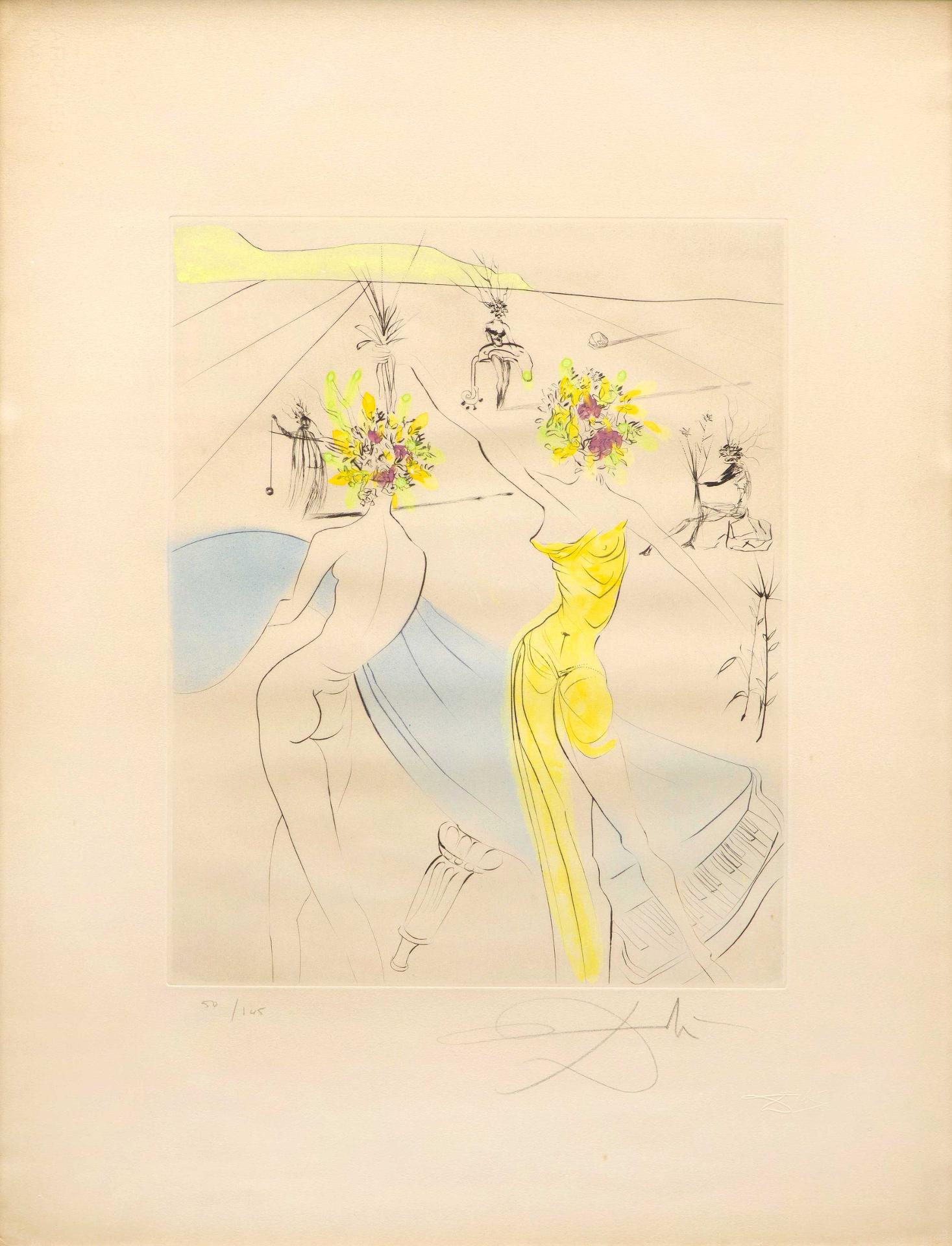 Salvador Dalí (1904-1989) - Femmes fleurs au piano (de la série / from the series « Hippies »), 1969