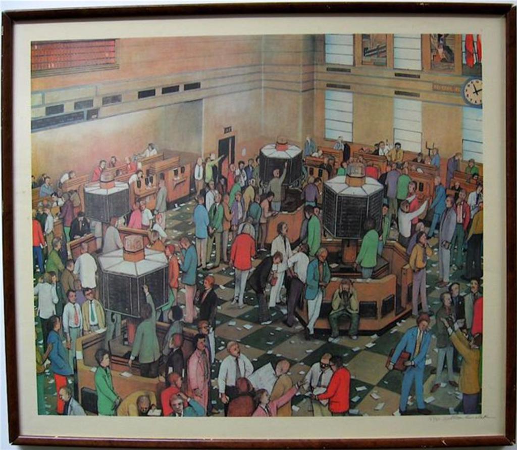 William Kurelek (1927-1977) - Light Trading On The Toronto Stock Exchange, 1973