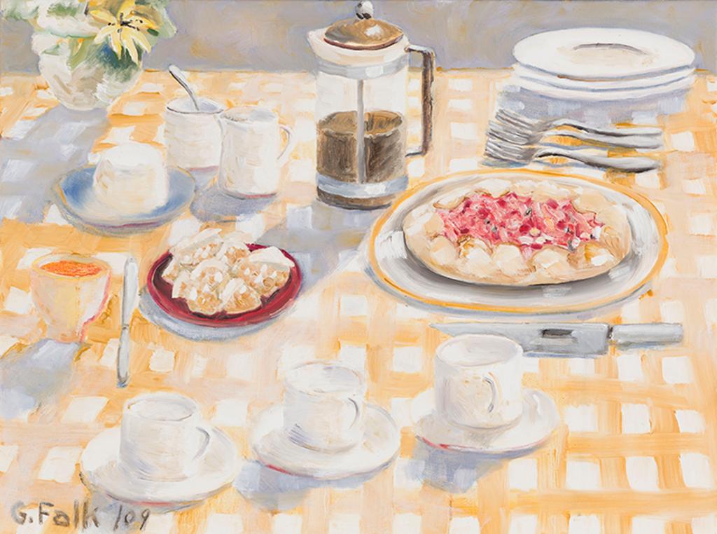 Agatha (Gathie) Falk (1928) - Yellow Tablecloth, Coffee & Crustata