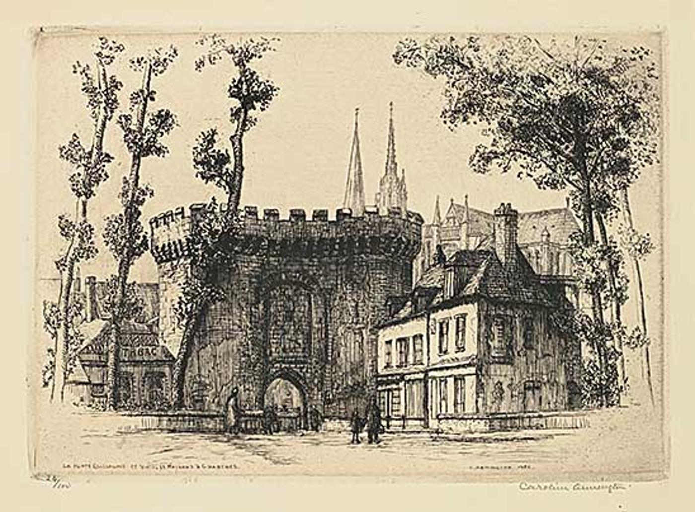 Caroline Helena Armington (1875-1939) - La Porte Guillaume et Vieilles Maisons a Chartres #24/100
