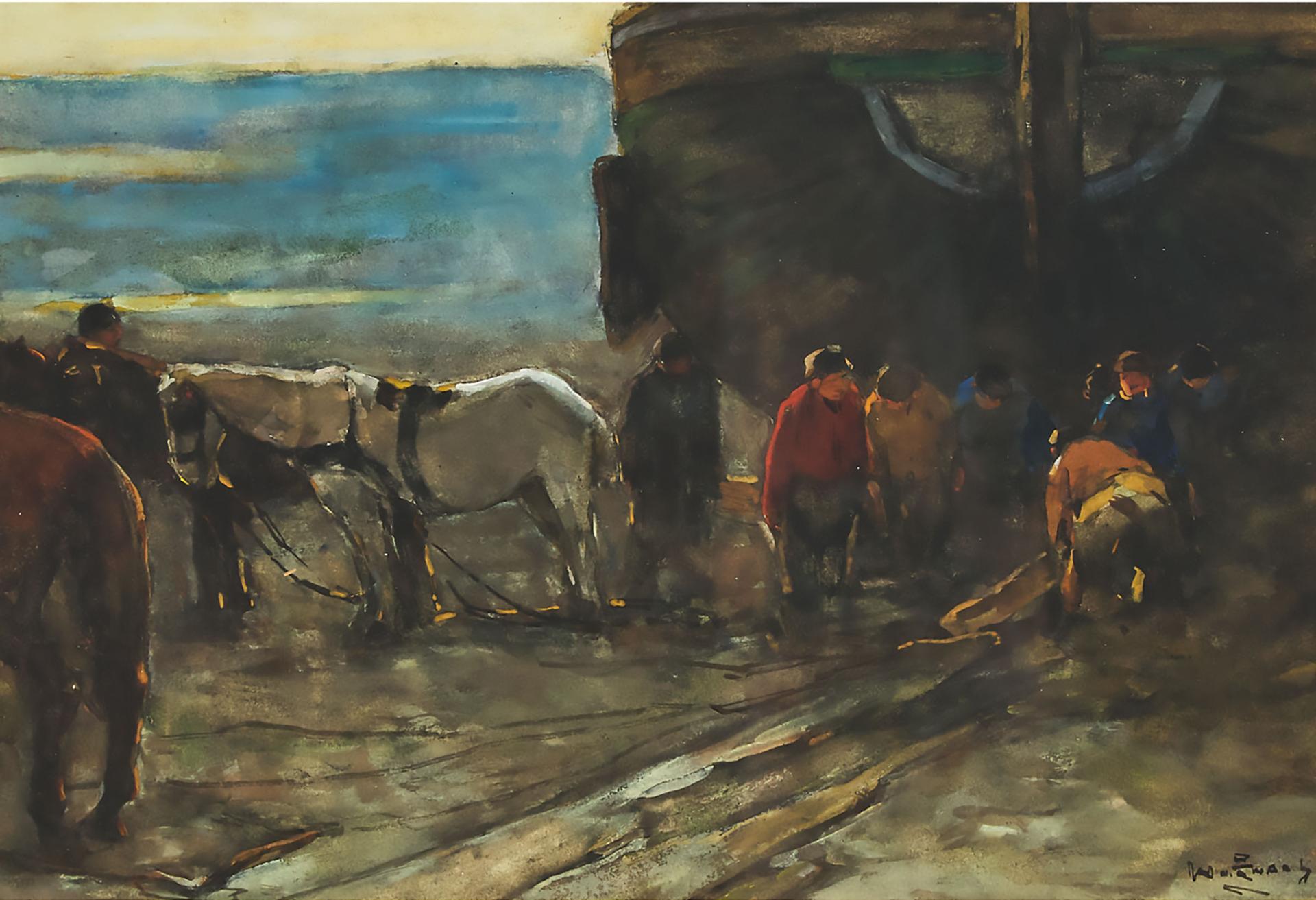 Willem de Zwart - Men Working On A Beached Boat