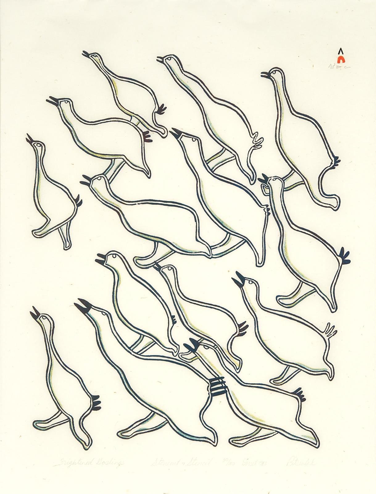Pitseolak Ashoona (1904-1983) - Frightened Goslings