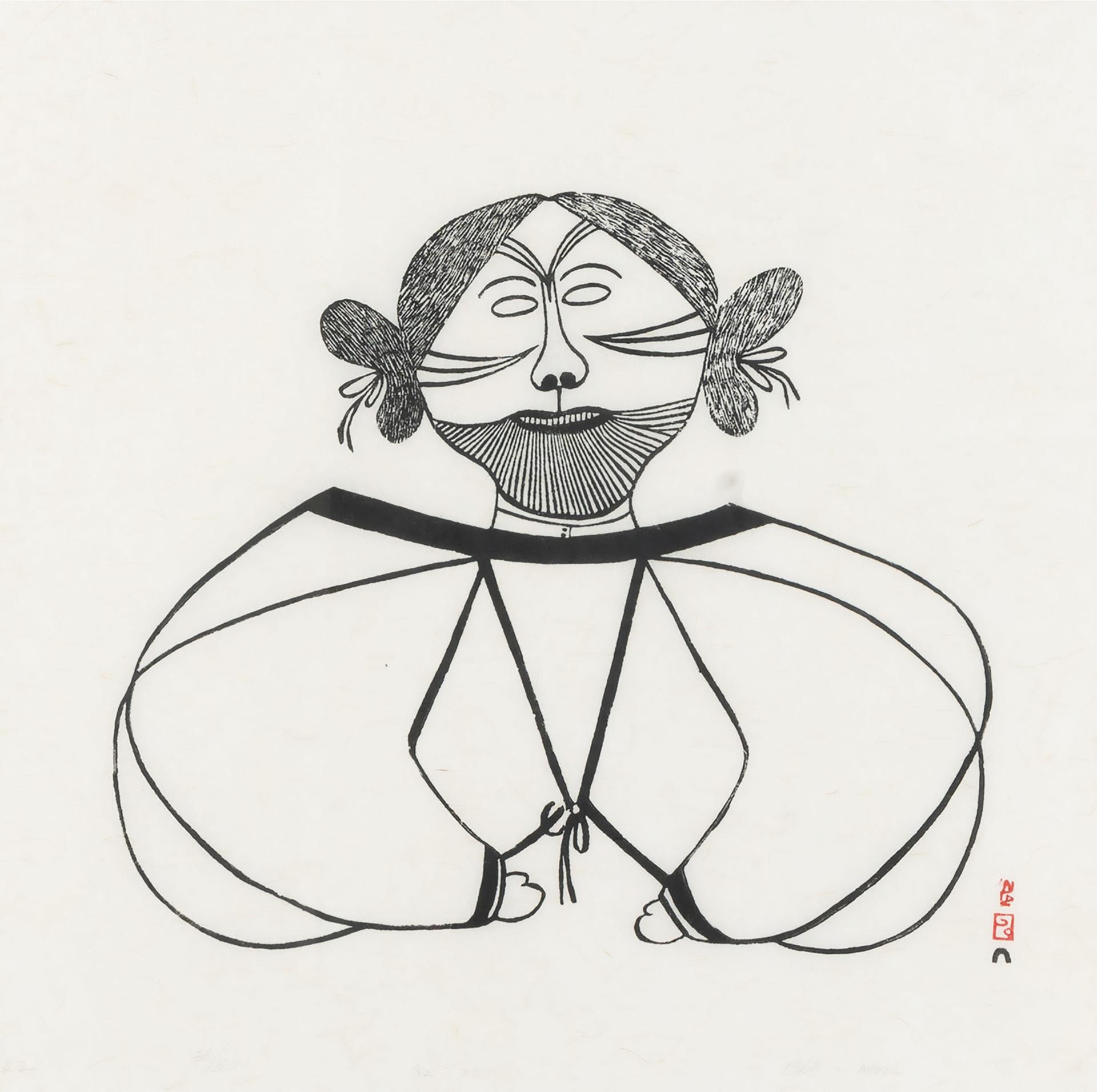 Pitseolak Ashoona (1904-1983) - Tattooed Woman, 1963