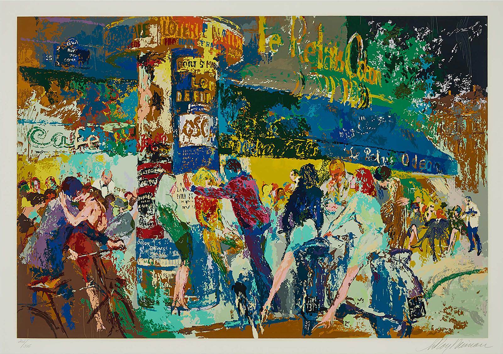 Leroy Neiman (1926-2012) - Left Bank Cafe, 1987