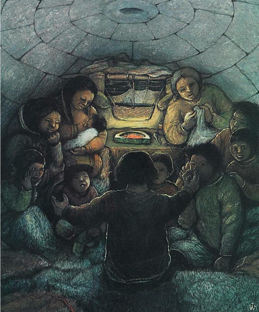 William Kurelek (1927-1977) - Story Telling: A Winter Pastime