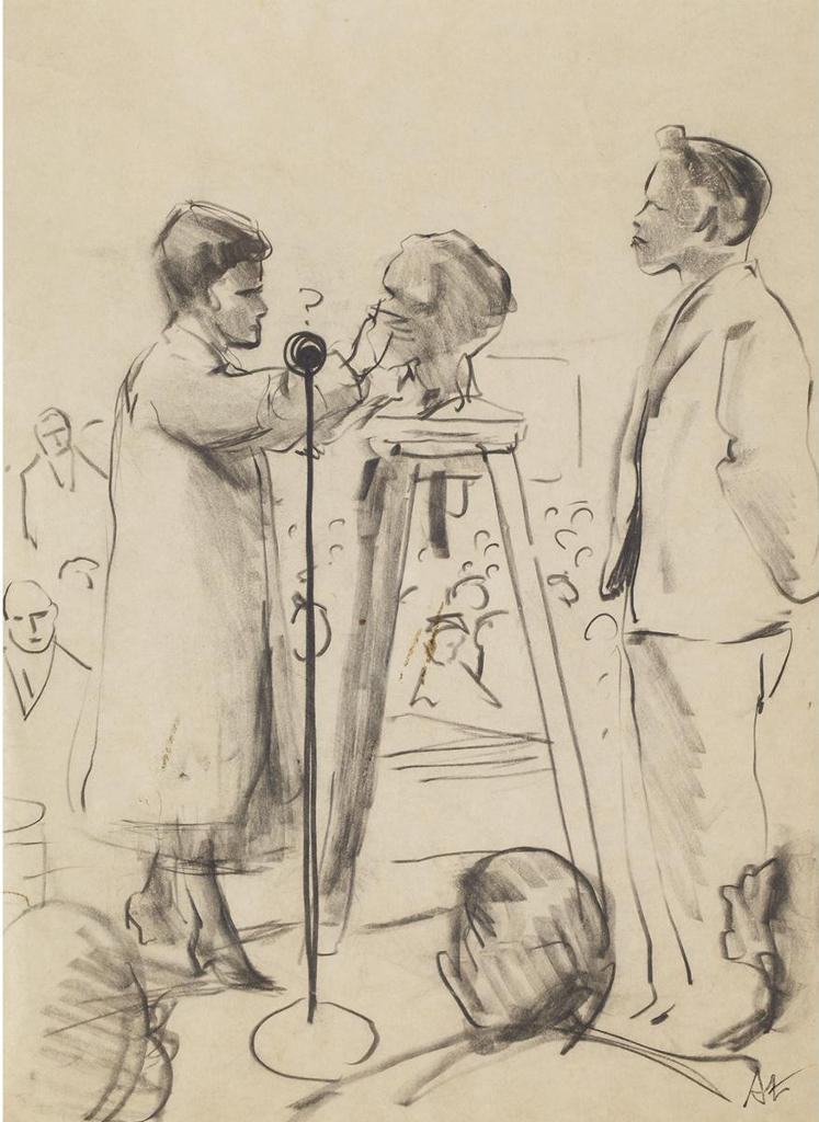 Arthur Lismer (1885-1969) - Fred Varley At Sculpture Demonstration