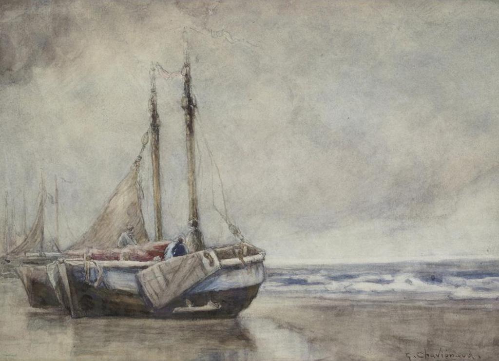 Georges Chavignaud (1865-1944) - Shore Scene With Boats