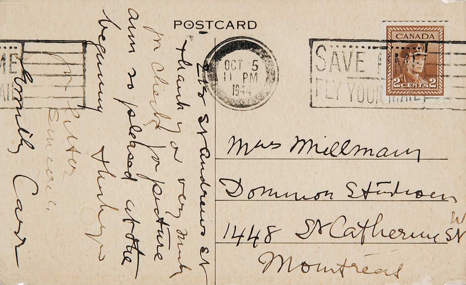 Emily Carr (1871-1945) - Mrs. Millman, Thank you Very Much for Cheque...