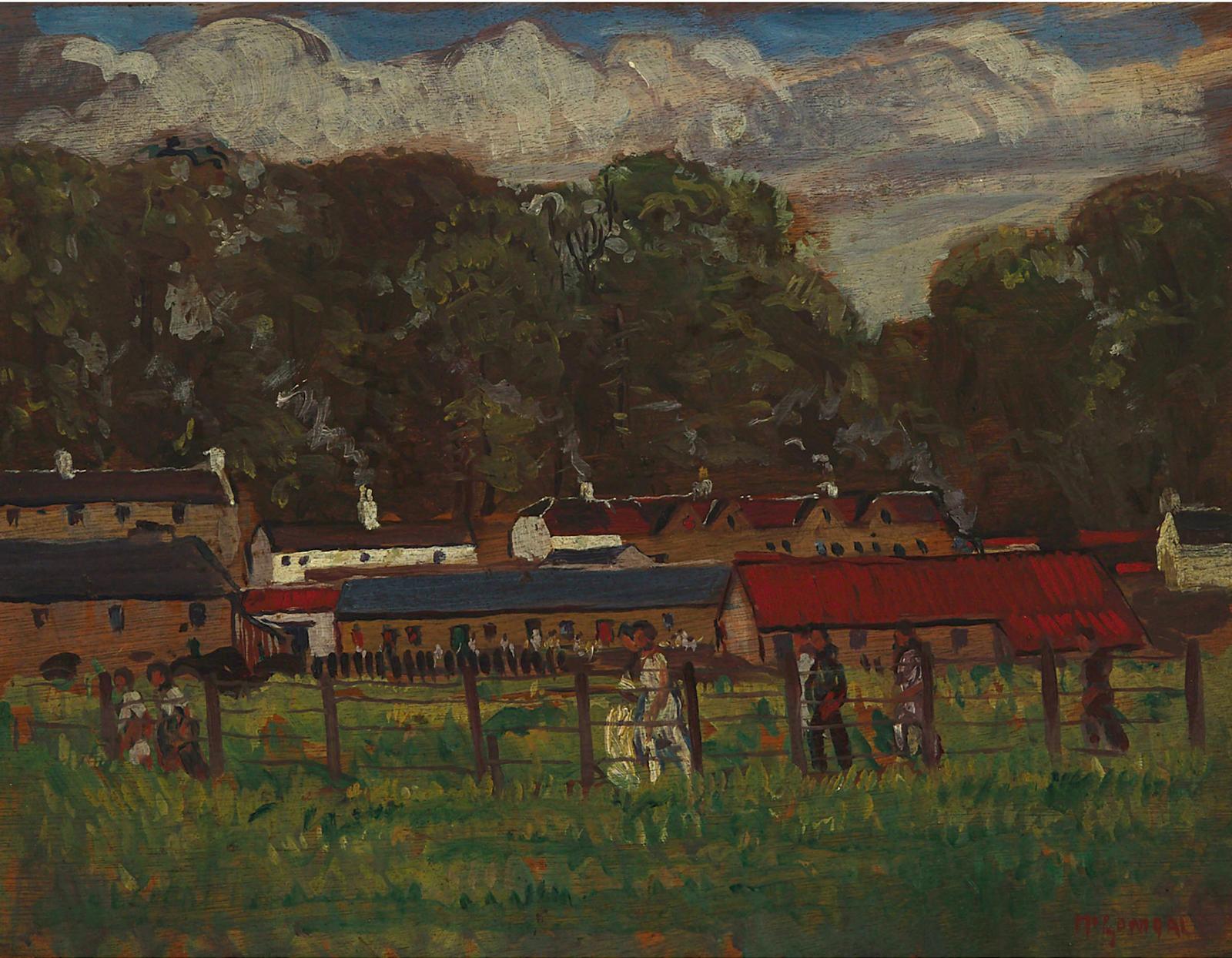Maurice MacGonigal (1900-1979) - A Country Fair; Horses Grazing In Ploughed Fields (A Double-Sided Panel), Circa 1929