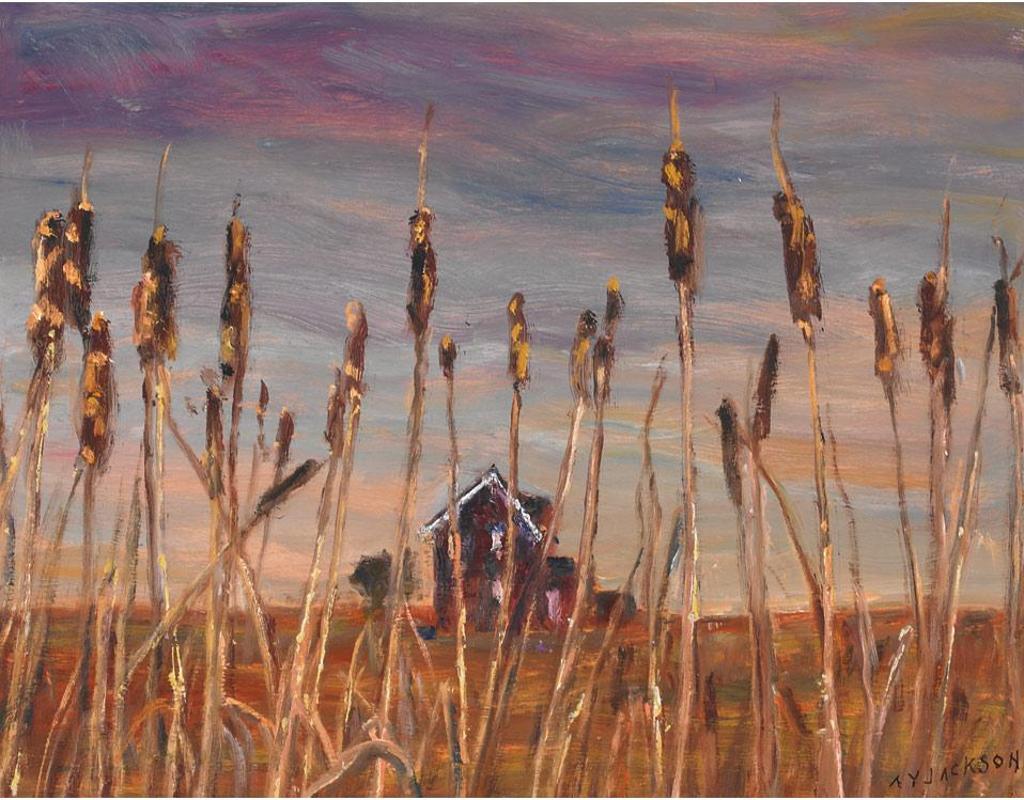 Alexander Young (A. Y.) Jackson (1882-1974) - House Seen Through Bull Rushes, 1968