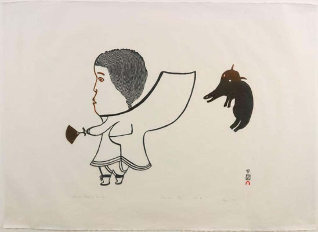 Lizzie Saggiak (1924-1989) - Woman Followed by Dog (03553)