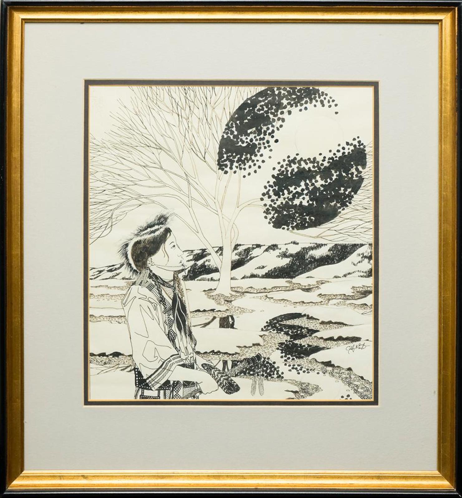 Edward Poitras (1953) - Untitled - Man and Tree