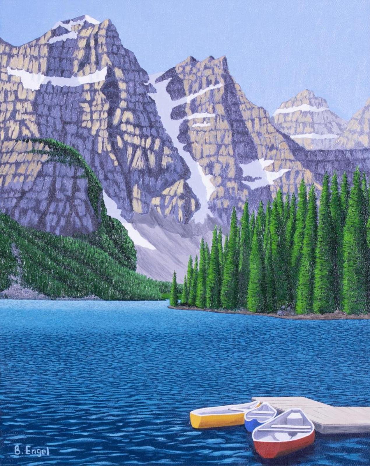 Barbara Engel - Canoes At Rest, Moraine Lake