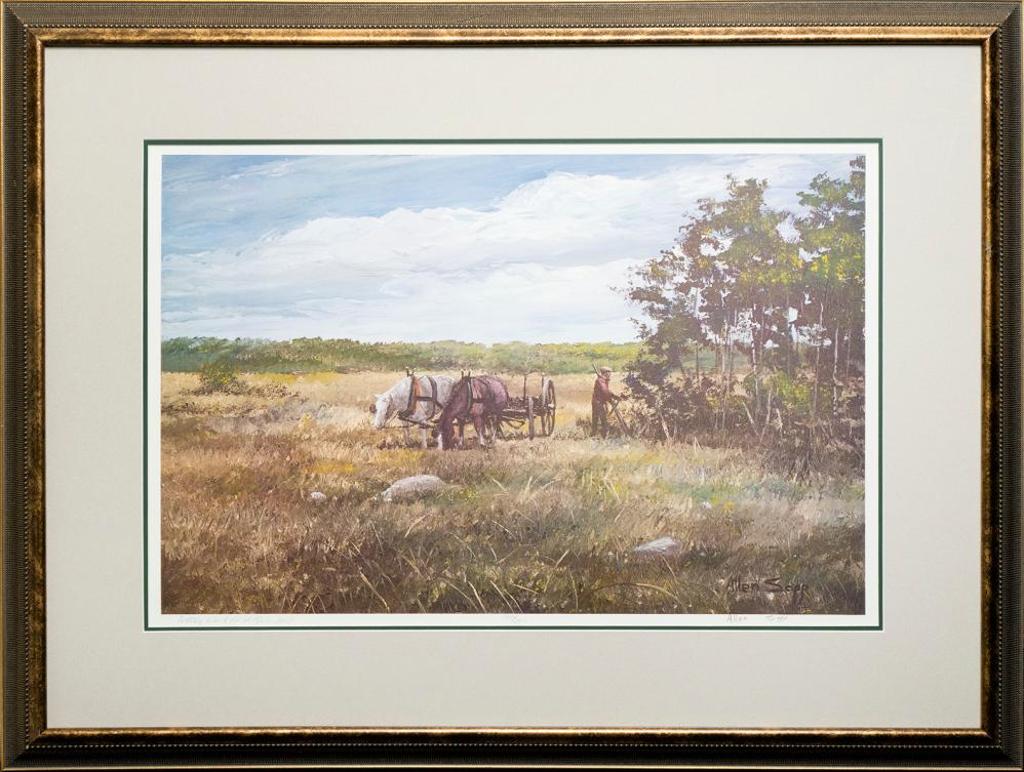 Allen Fredrick Sapp (1929-2015) - Cutting Wood For a Fencepost