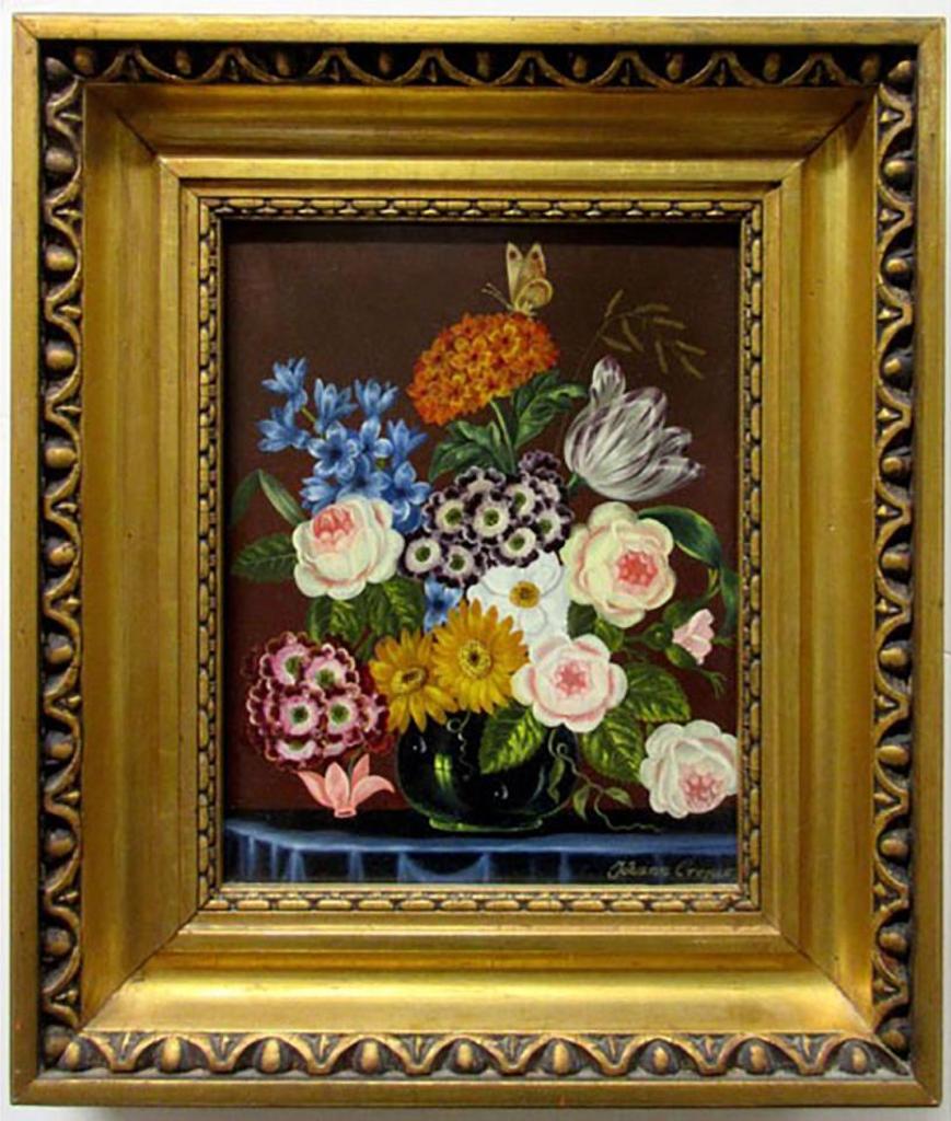 Johann Crepaz (1938) - Mixed Bouquet With Butterfly