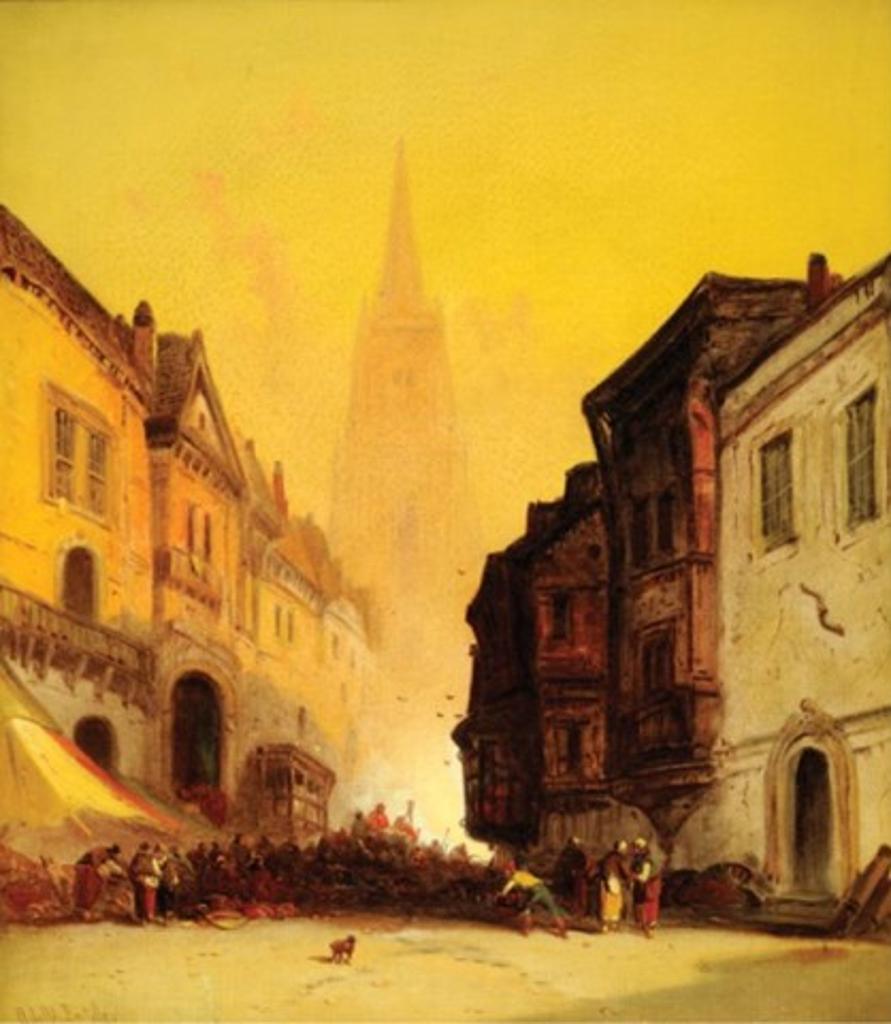 Adolph Bertolle - Market Place in Old Bruges