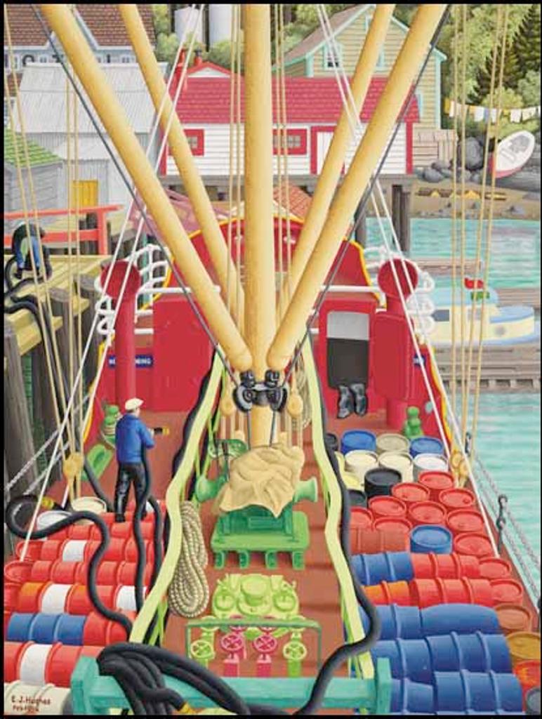 Edward John (E. J.) Hughes (1913-2007) - Tanker at Minstrel Island, BC
