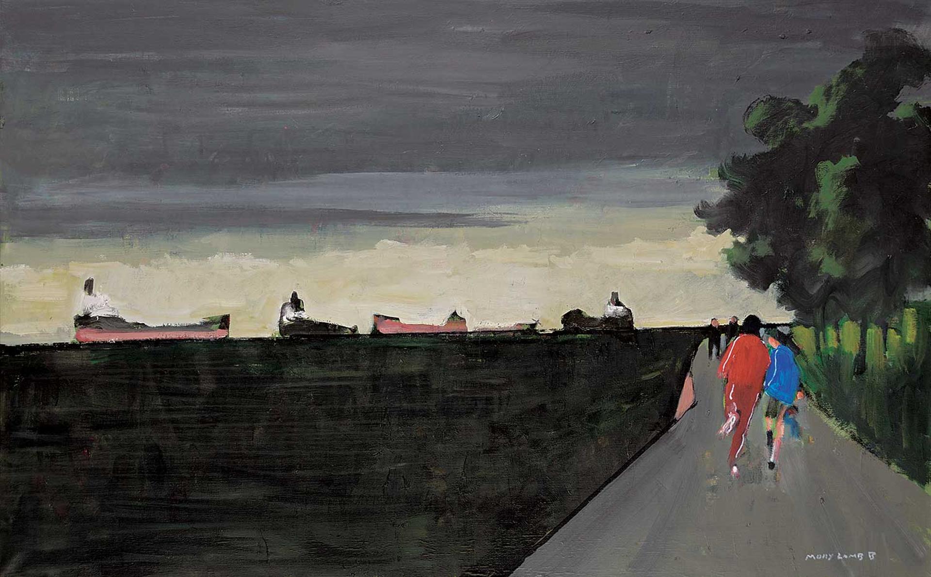 Molly Joan Lamb Bobak (1922-2014) - Grain Boats and Joggers