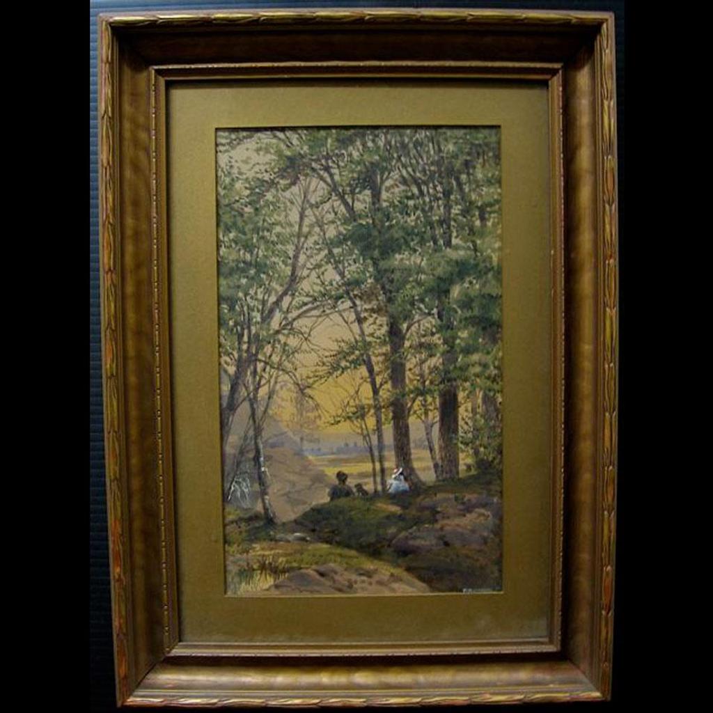 Marmaduke Matthews (1837-1913) - Figures And Dog Resting By Edge Of Forest