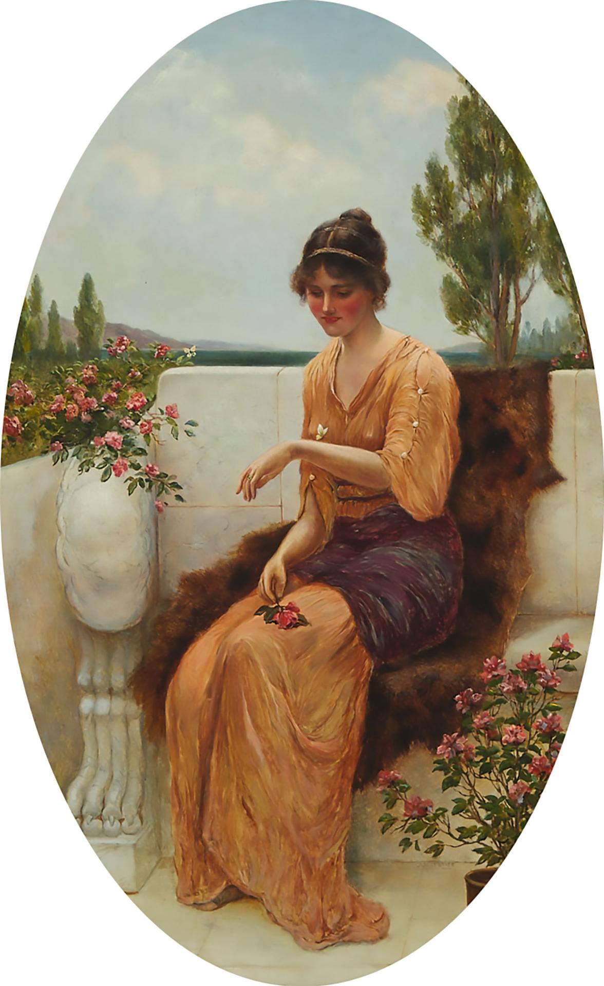 Gilbert Bryce - A Beauty In An Italianate Garden Visited By A Butterfly