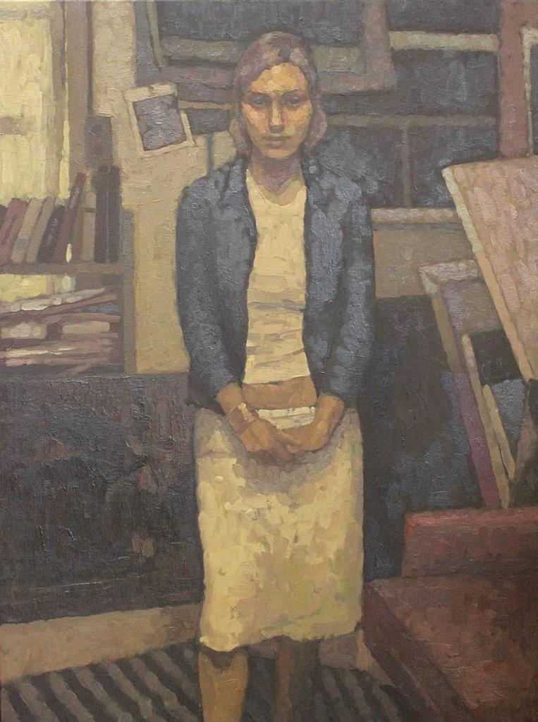 Olivier Longpre (1973) - Madele Debout Sur Un Tissu Raye