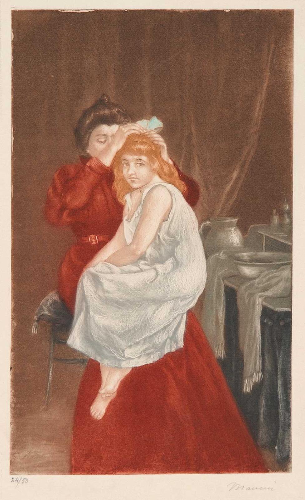 Charles Maurin - Untitled - Mother Combing Daughter's Hair #24/50
