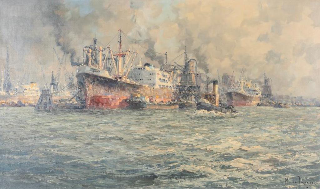 Marinus Johannes Drulman Dutch (1912-1978) - Untitled - Boats in Harbour