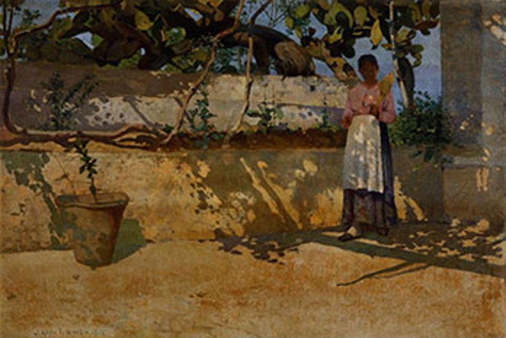 James Kerr-Lawson (1864-1939) - Woman in a Sunny Courtyard