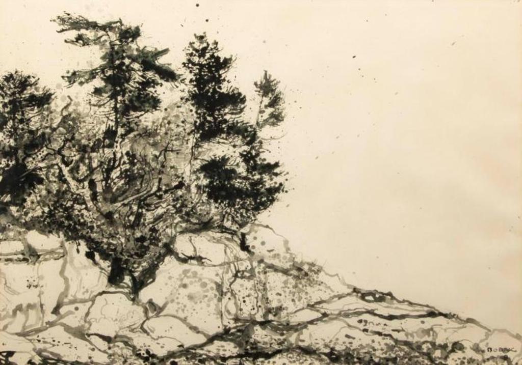 Bruno Joseph Bobak (1923-2012) - Rock and Trees