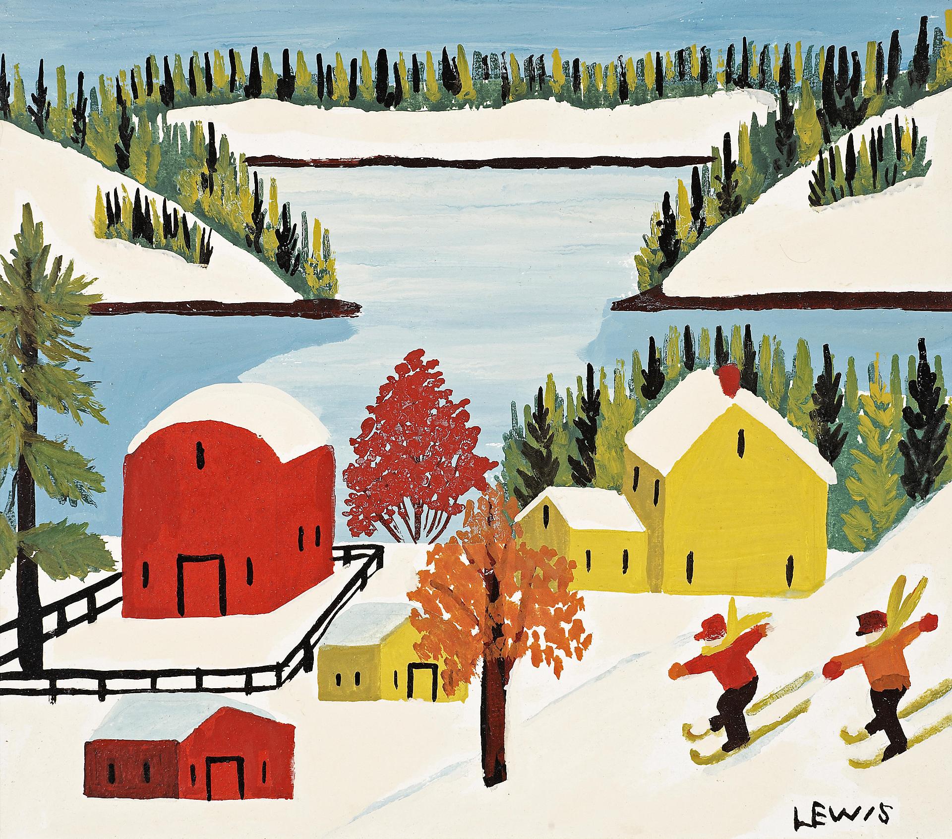 Maud Kathleen Lewis (1903-1970) - Two skiers