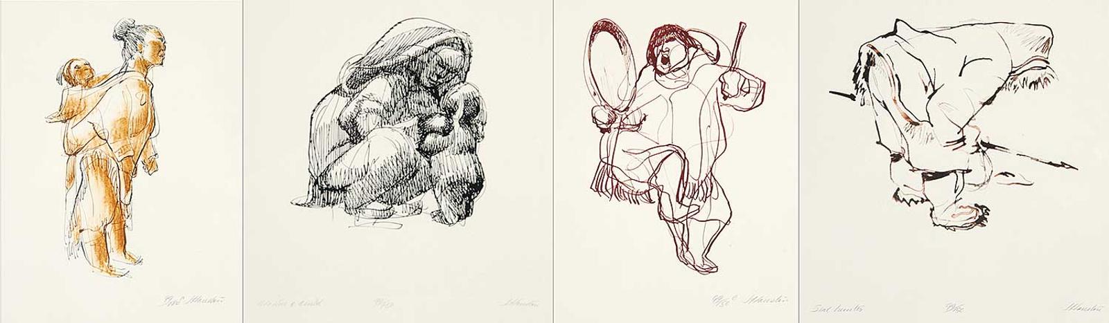 James Archibald Houston (1921-2005) - Seal Hunter - Mother and Child - Drum Dancer - Mother and Child #99/150