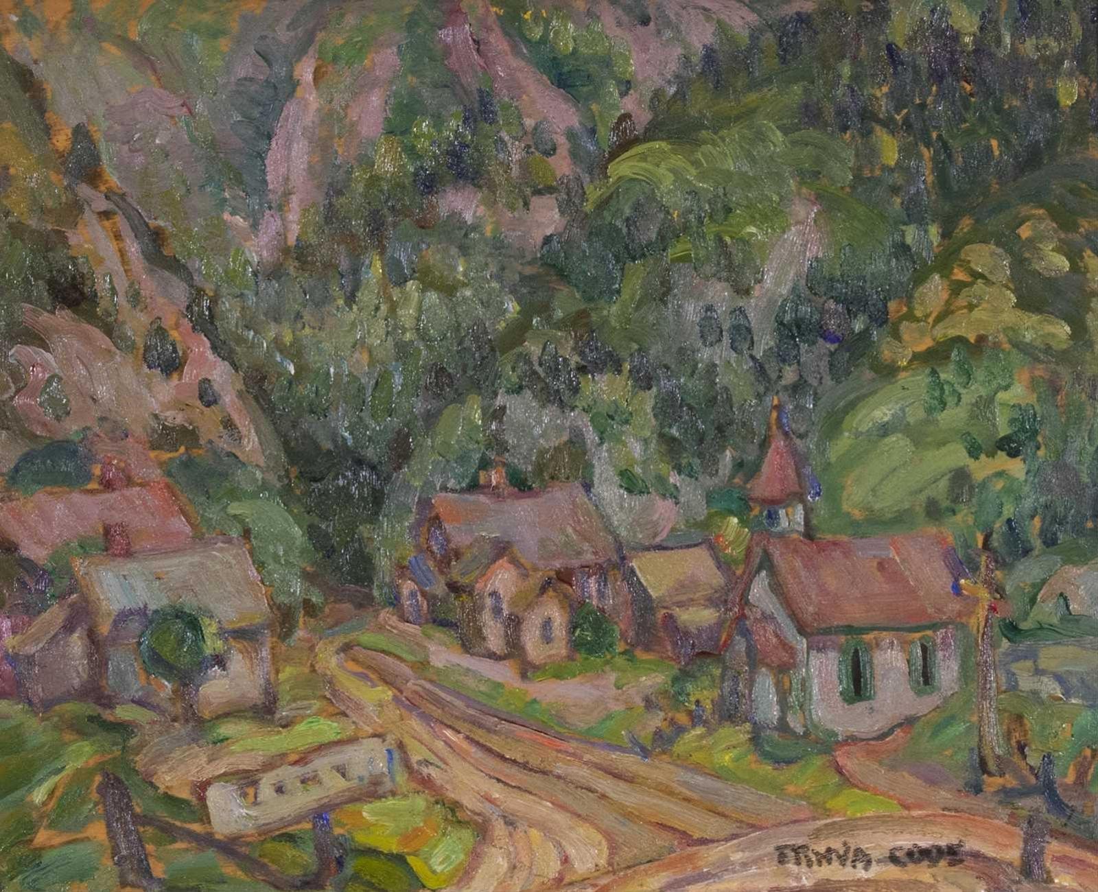 Ernva Willard Code (1900-1989) - Mountain Village / At The Woodpile (Verso)