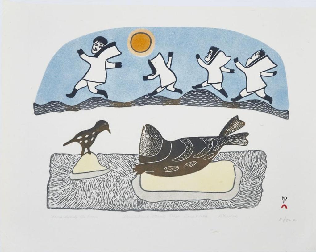 Pitseolak Ashoona (1904-1983) - Games Beside The Ocean