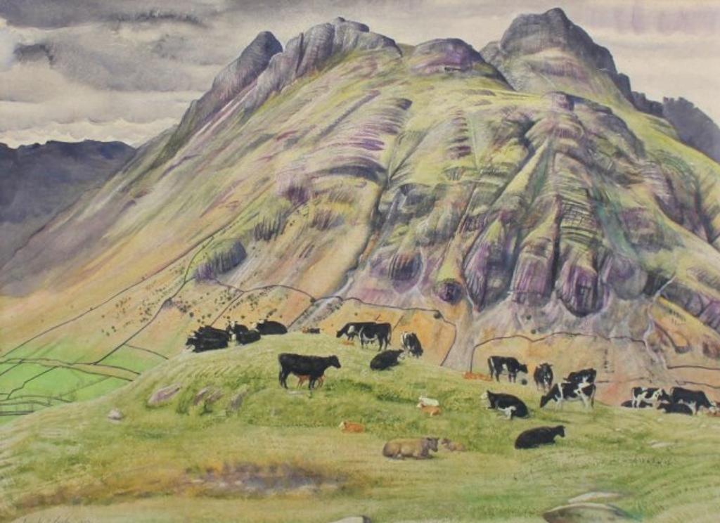 Derek Clarke - Cattle and Langdale Pikes