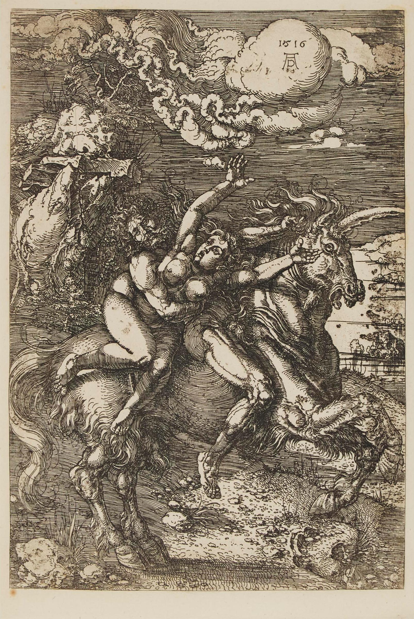 Albrecht Dürer (1471-1528) - Abduction Of Proserpine On A Unicorn, 1516-1876 [b. 72, M. 67]