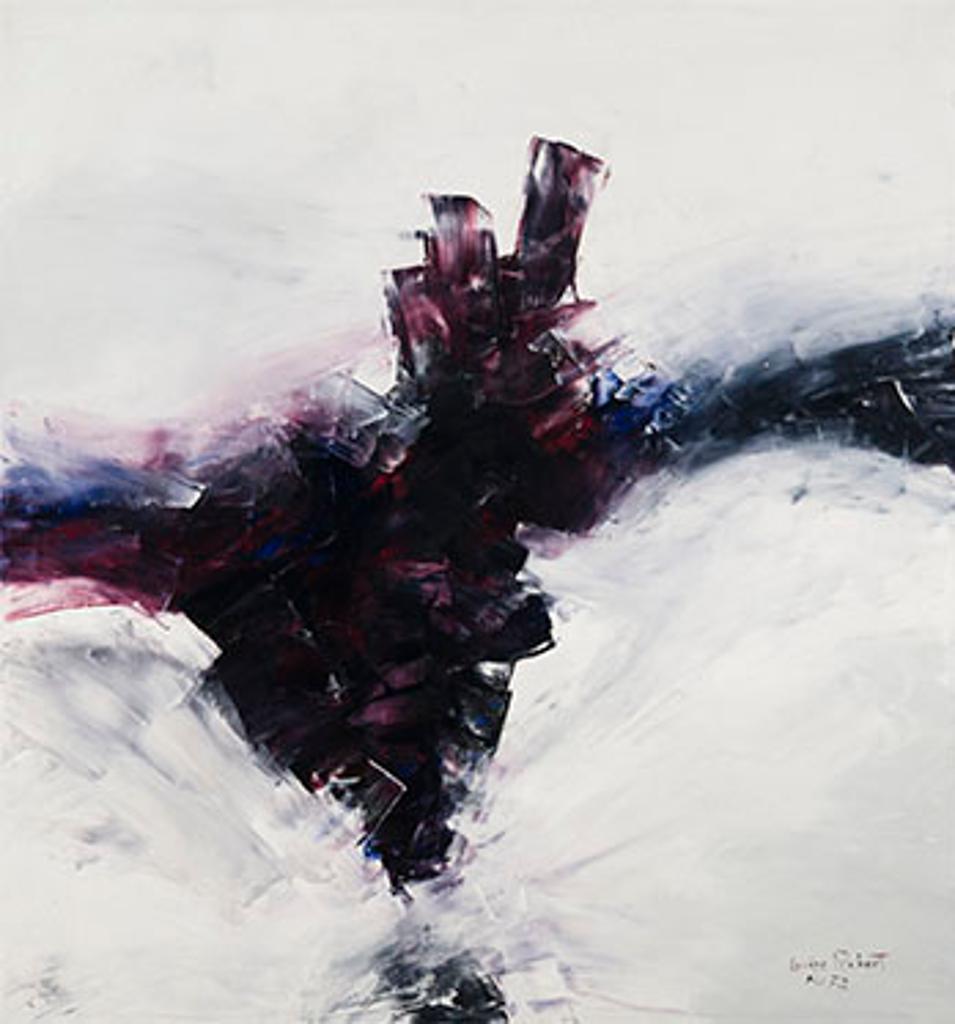 Louise Robert (1941-2022) - Abstraction en noir, blanc, et bourgogne