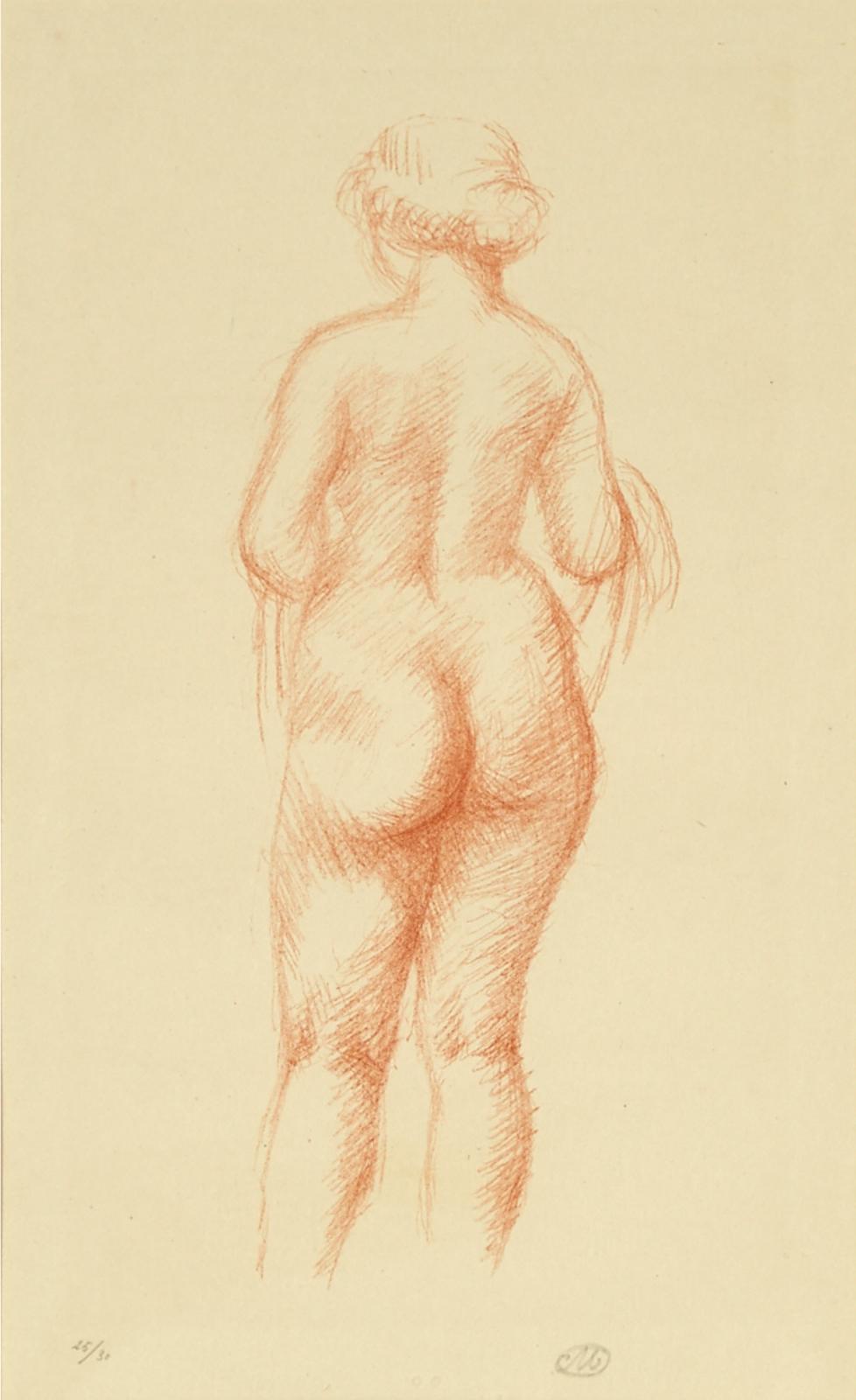 Aristide Joseph Bonaventure Maillol (1861-1944) - Femme Nu De Dos Tenant Une Echarpe (From