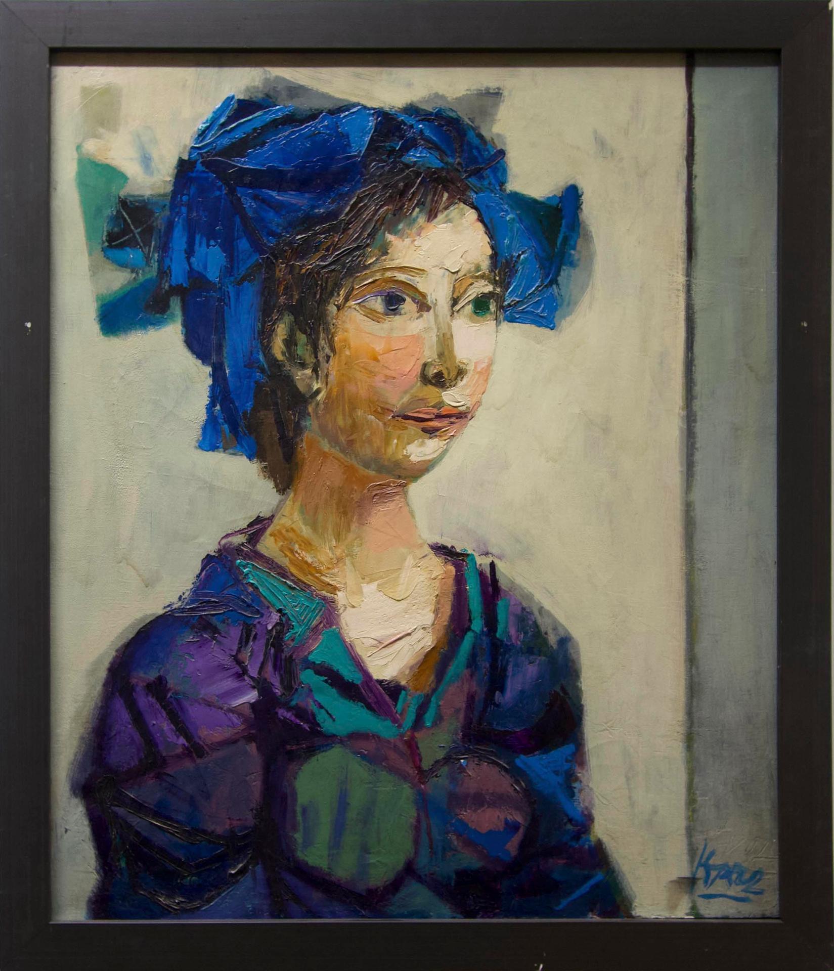 Miguel Ibarz (1920-1987) - Fille Au Chapeau Bleu