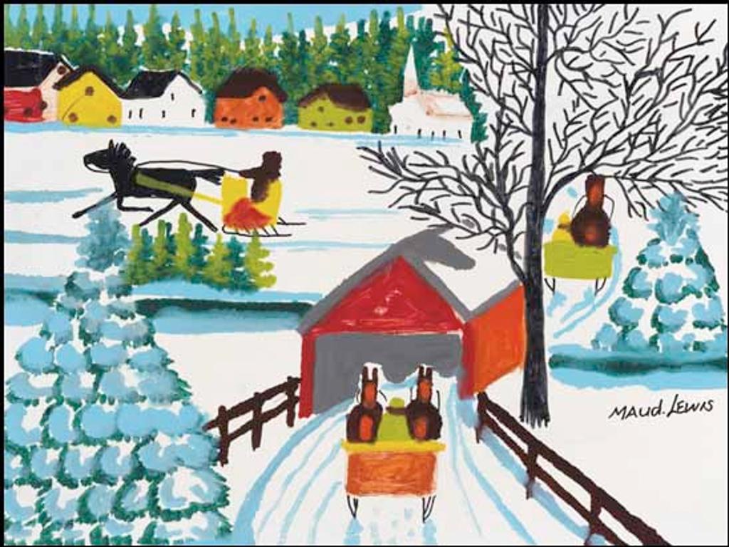 Maud Kathleen Lewis (1903-1970) - Sleigh and Covered Bridge