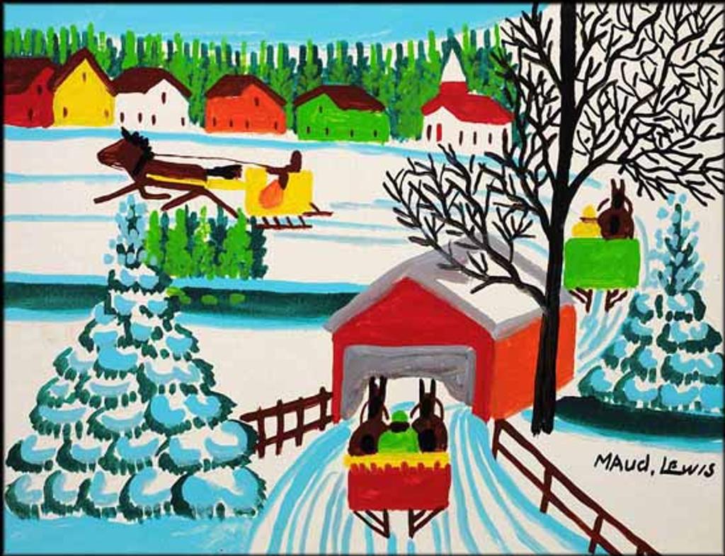 Maud Kathleen Lewis (1903-1970) - Sleigh and Covered Bridge