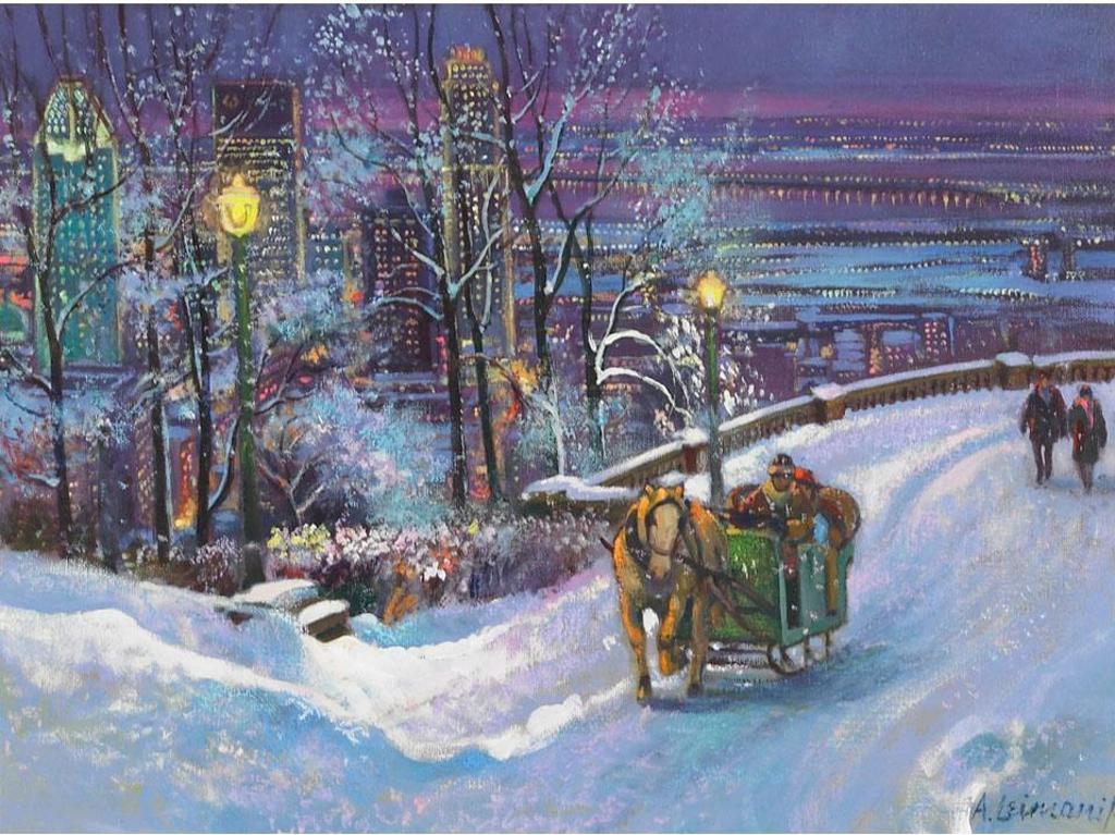 Andris Leimanis (1938) - A View Of Montreal Skyline From The Top Of Mount Royal