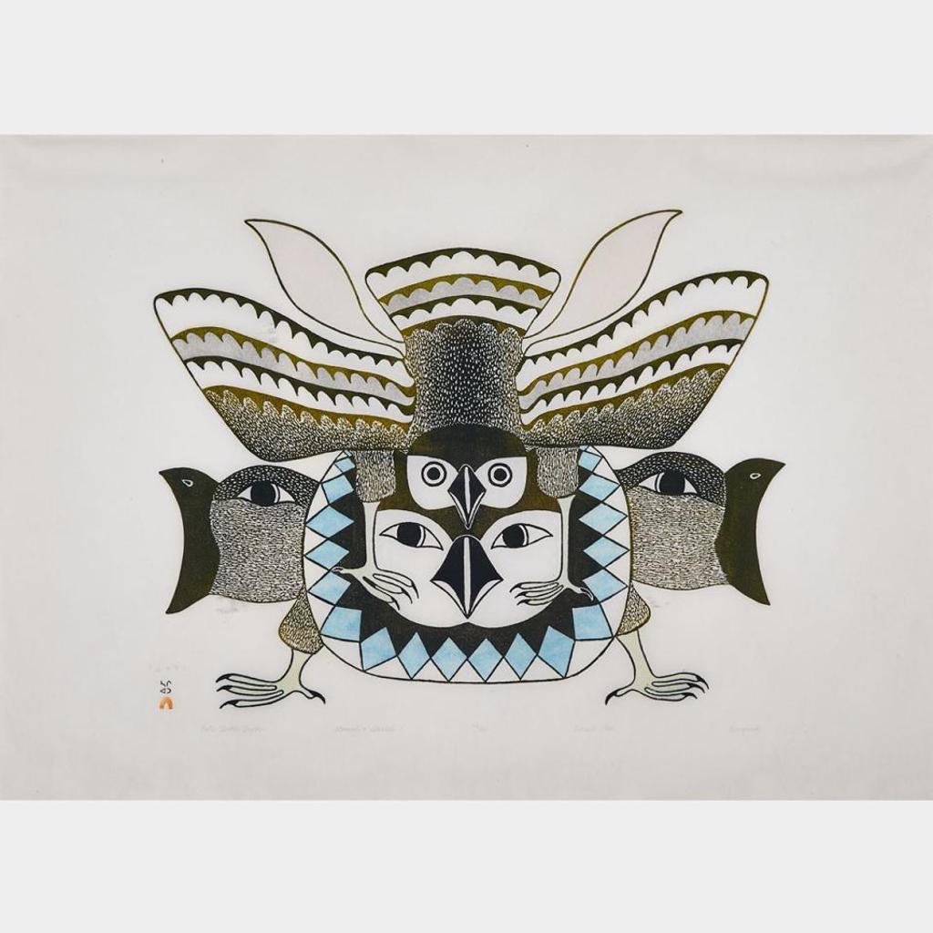 Kenojuak Ashevak (1927-2013) - Owls Gather Together