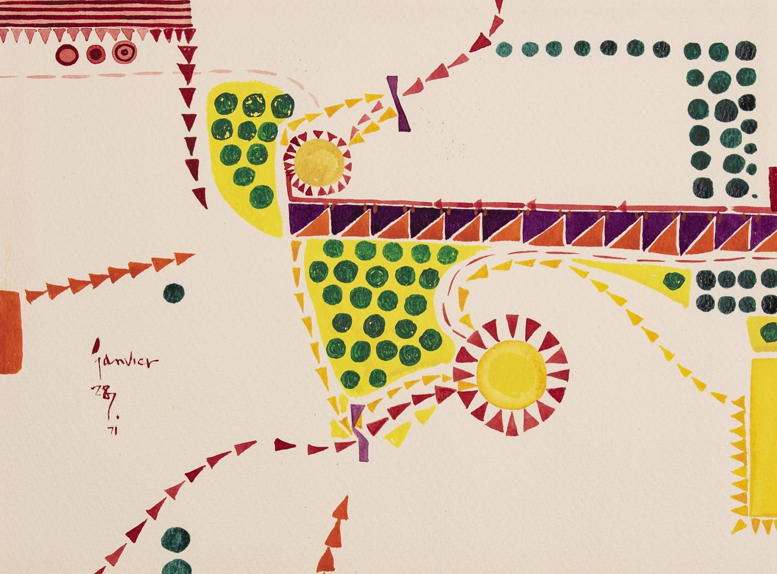 Alex Simeon Janvier (1935-2024) - Untitled Composition #2; 1971